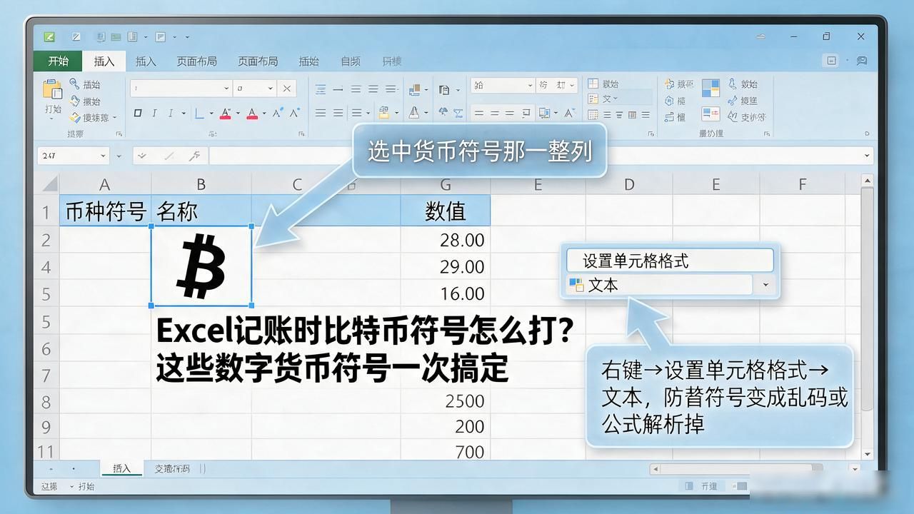 Excel数字货币记账货币符号乱码解决方法_excel记账数字货币符号_Excel输入比特币以太坊特殊符号技巧