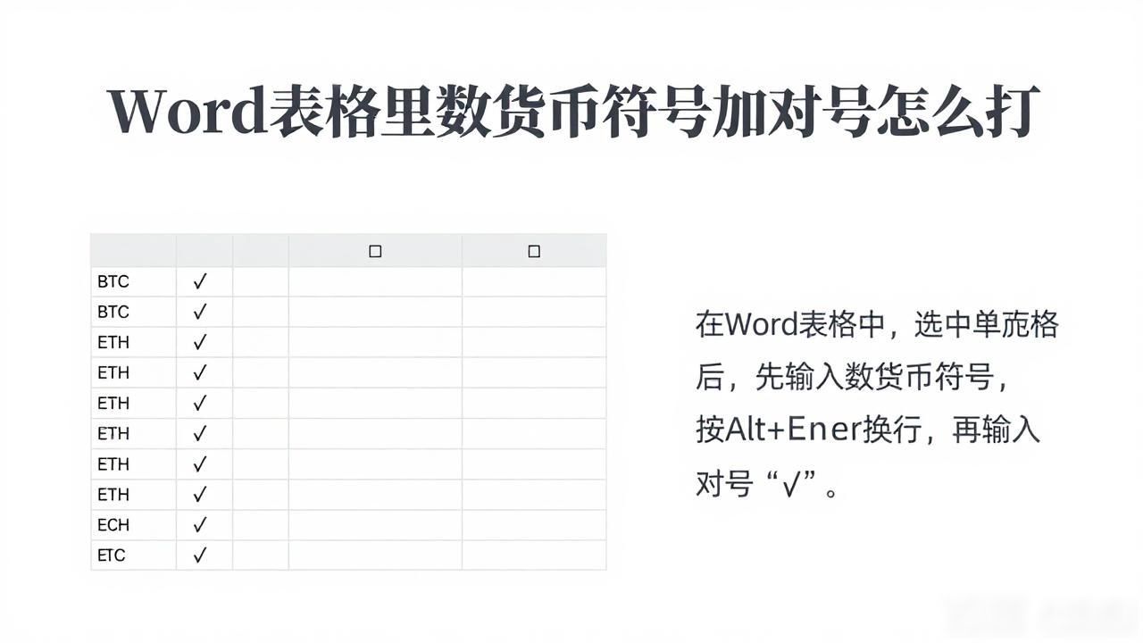 Word表格插入数字货币符号和对号_word表格数字货币中间对号_Word插入比特币以太坊符号方法